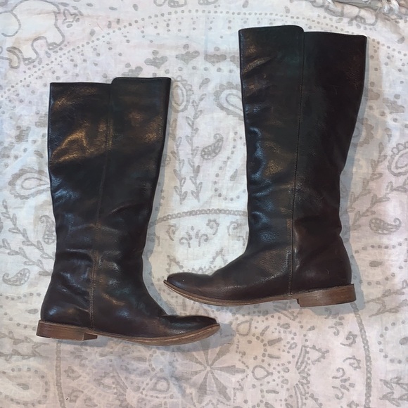 FRYE Paige Tall Riding Boots Buckle Leather Brown 77066 Sz 8.5 - Picture 4 of 9